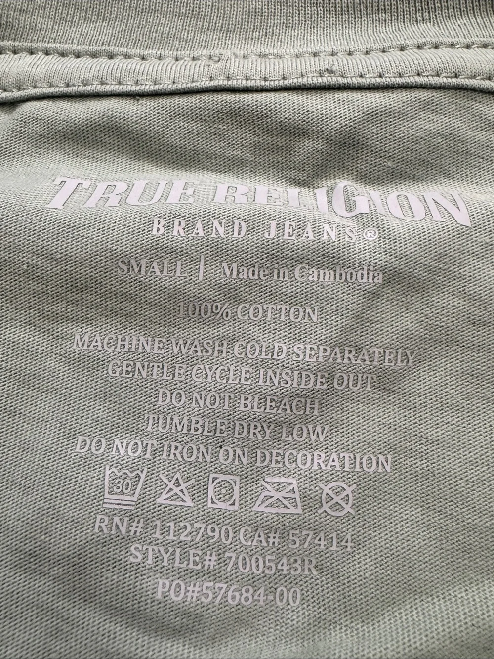 True Religion Men's Green Cotton Buddha Logo Graphic Tee Small Streetwear Urban